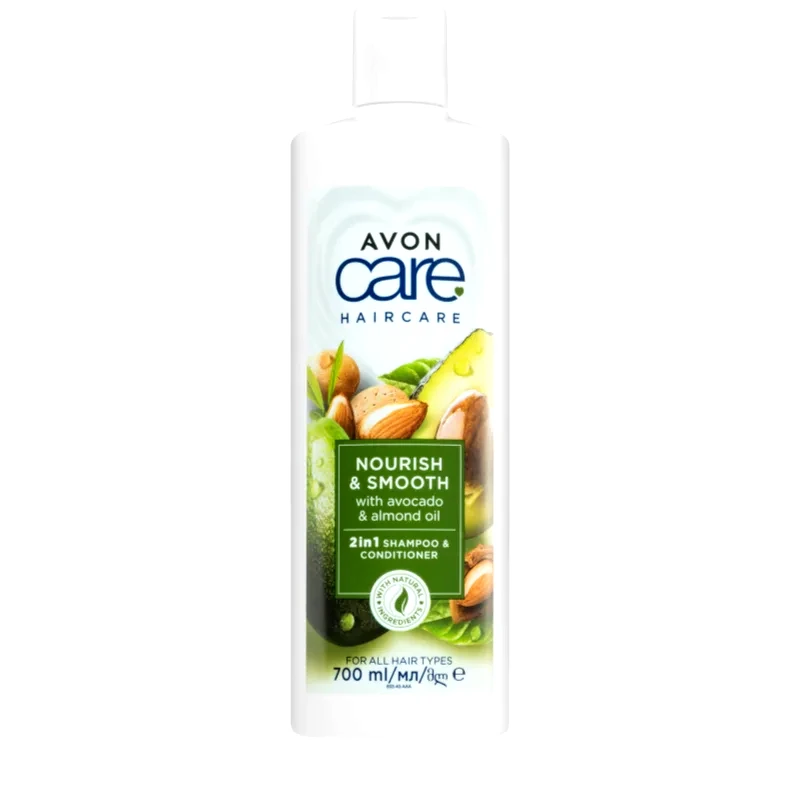 Avon Avon Care Nourish & Smooth σαμπουάν και κοντίσιονερ 2 σε 1 με θρεπτικό αποτέλεσμα 700 μλ