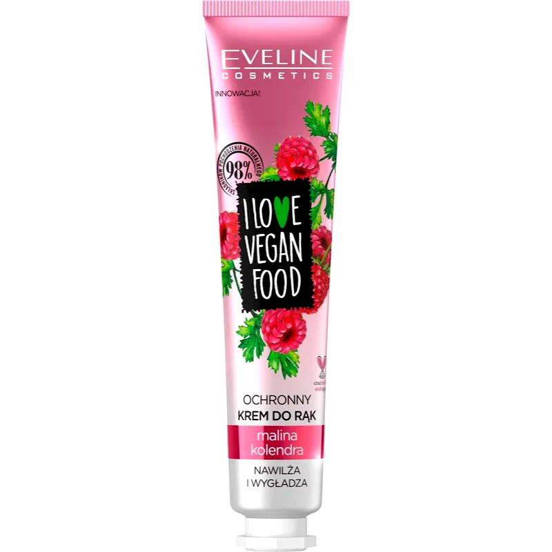 Eveline Cosmetics Eveline Cosmetics I Love Vegan Food ενυδατική κρέμα για τα χέρια με άρωμα σμέουρων 50 μλ