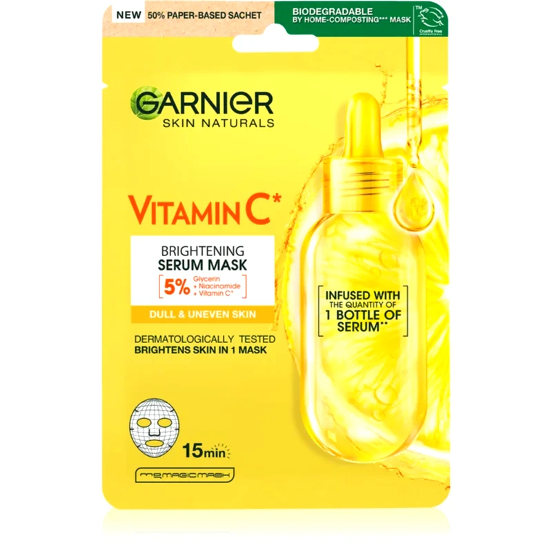 Garnier Garnier Skin Naturals Vitamin C φύλλο μάσκας με επίδραση την φωτεινότητα και ενυδάτωση με βιταμίνη C 28 γρ