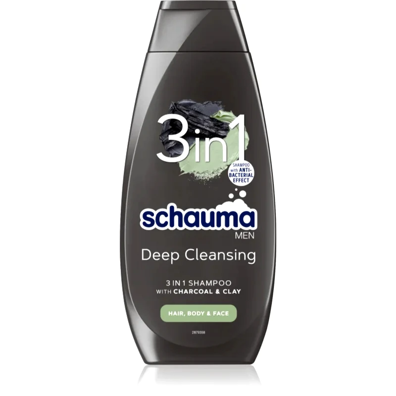 Schwarzkopf Schwarzkopf Schauma MEN σαμπουάν με ενεργά συστατικά του άνθρακα για πρόσωπο, σώμα, και μαλλιά 400 ml