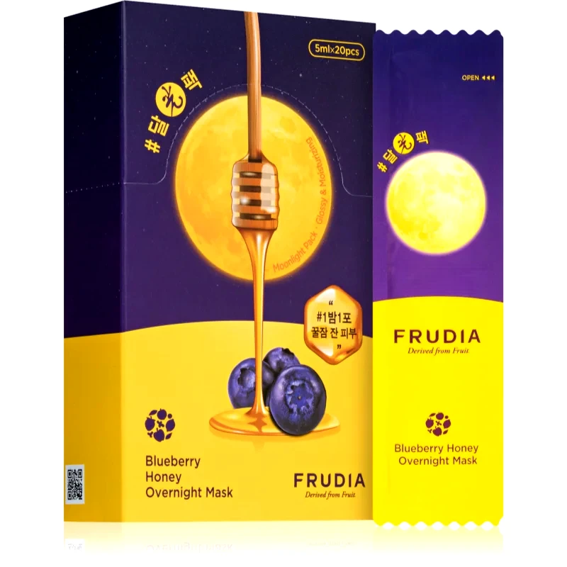 Frudia Frudia Honey Blueberry ενυδατική μάσκα νύχτας για ευαίσθητη και ξηρή επιδερμίδα 20x5 ml