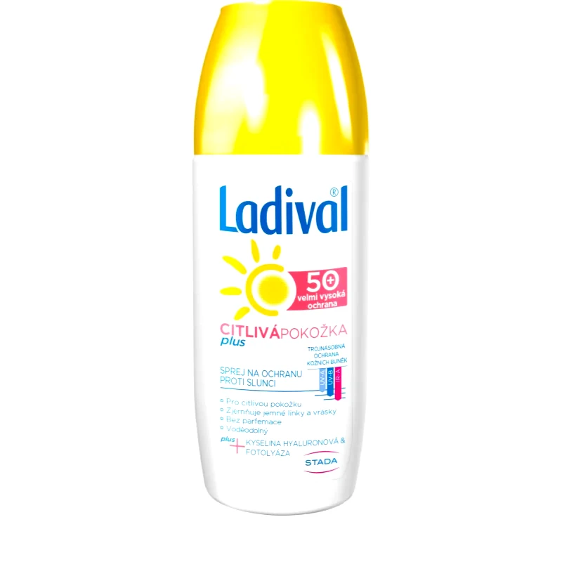 Ladival Ladival Sensitive Plus διαφανές προστατευτικό σπρεϊ ενάντια στην γήρανση της επιδερμίδας για την ευαίσθητη επιδερμίδα SPF 50+ 150 ml