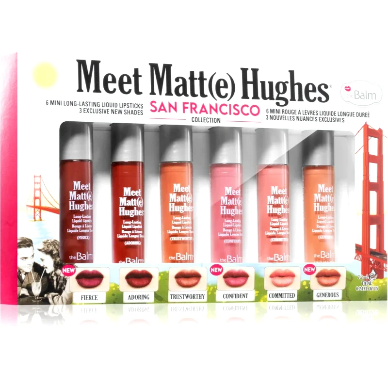 theBalm theBalm Meet Matt(e) Hughes Mini Kit San Francisco Σετ με υγρό ματ κραγιόν για μακρόχρονη επίδραση