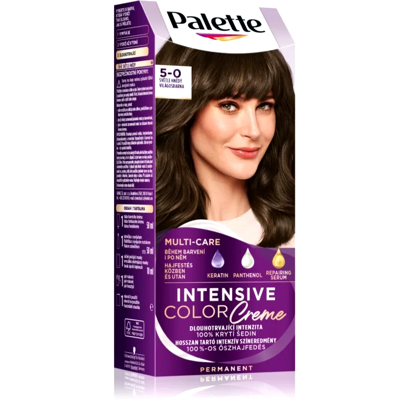 Schwarzkopf Schwarzkopf Palette Intensive Color Creme μόνιμη βαφή μαλλιών απόχρωση 5-0 N4 Light Brown 1 τμχ