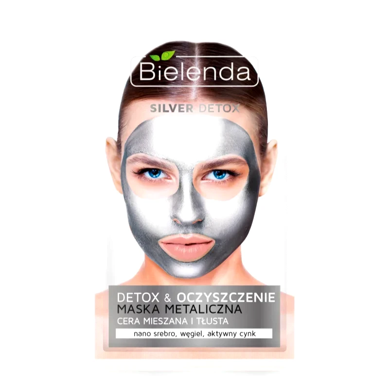 Bielenda Bielenda Metallic Masks Silver Detox αποτοξινωτική και καθαριστική μάσκα για μικτή και λιπαρή επιδερμίδα 8 γρ