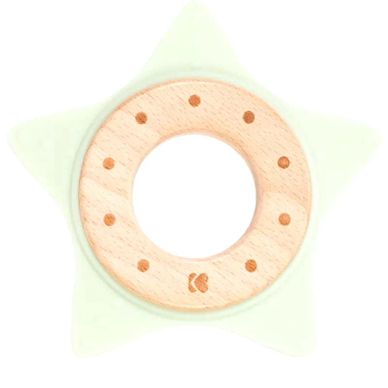 Kikkaboo Kikkaboo Silicone and Wood Teether Star μασητικό Mint 1 τμχ
