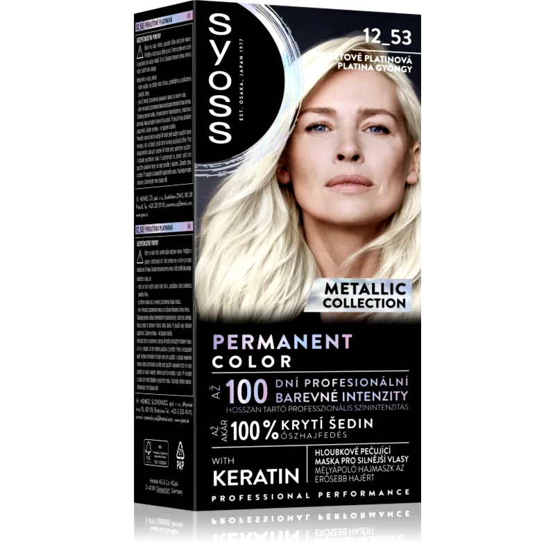 Syoss Syoss Color Metallic Collection μόνιμη βαφή μαλλιών απόχρωση 12_53 Platinum Pearl 1 τμχ