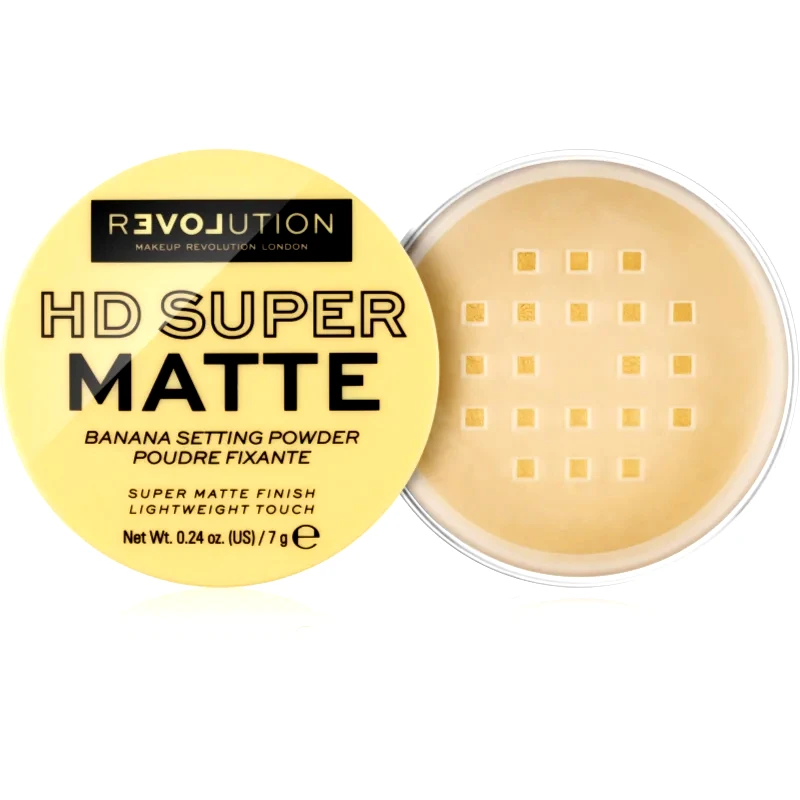 Revolution Relove Revolution Relove HD Super Matte διαφανής σταθεροποιητική πούδρα με ματ αποτελέσματα απόχρωση Banana 7 γρ