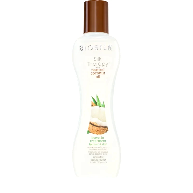 Biosilk Biosilk Silk Therapy Natural Coconut Oil ενυδατική φροντίδα χωρίς ξέβγαλμα για μαλλιά και σώμα 67 ml