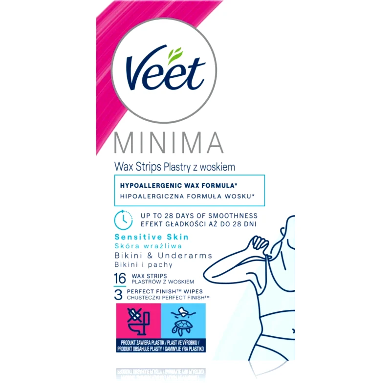 Veet Veet Minima Hypoallergenic ταινίες αποτρίχωσης με κερί για την περιοχή του μπικίνι 16 τμχ