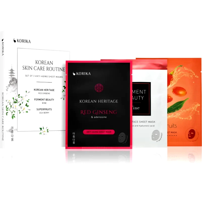KORIKA KORIKA KOREAN SKIN CARE ROUTINE SET OF 3 ANTI-AGING SHEET MASKS Σετ ενάντια στις ρυτίδες