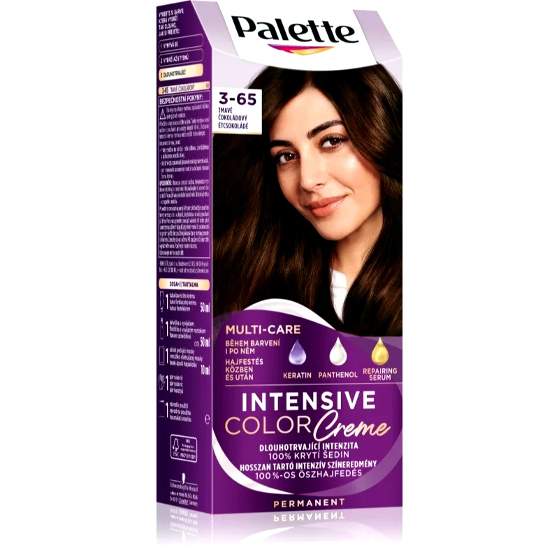 Schwarzkopf Schwarzkopf Palette Intensive Color Creme μόνιμη βαφή μαλλιών απόχρωση 3-65 (W2) Dark Chocolate 1 τμχ