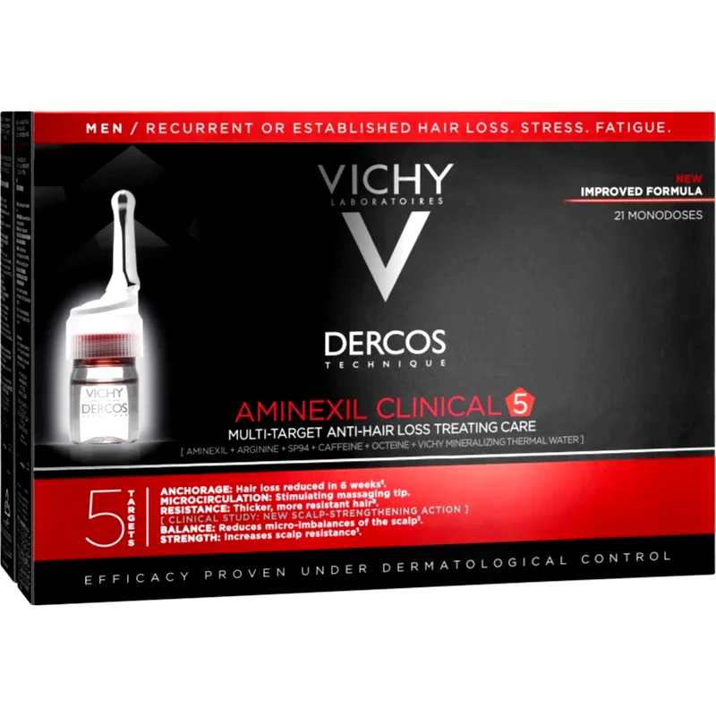 Vichy Vichy Dercos Aminexil Clinical 5 στοχευμένη φροντίδα κατά της τριχόπτωσης για άντρες 21 x 6 ml