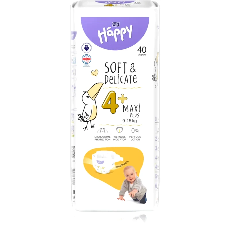 Bella Baby Happy BELLA Baby Happy Soft&Delicate Size 4+ Maxi Plus πάνες μίας χρήσης 9-15 kg 40 τμχ