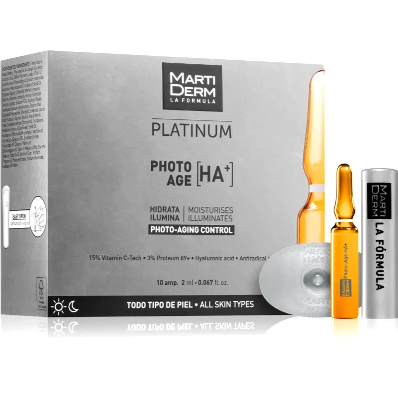 MartiDerm MartiDerm Platinum Photo Age HA+ αντιγηραντικός ορός προσώπου σε αμπούλες με βιταμίνη C 10x2 ml