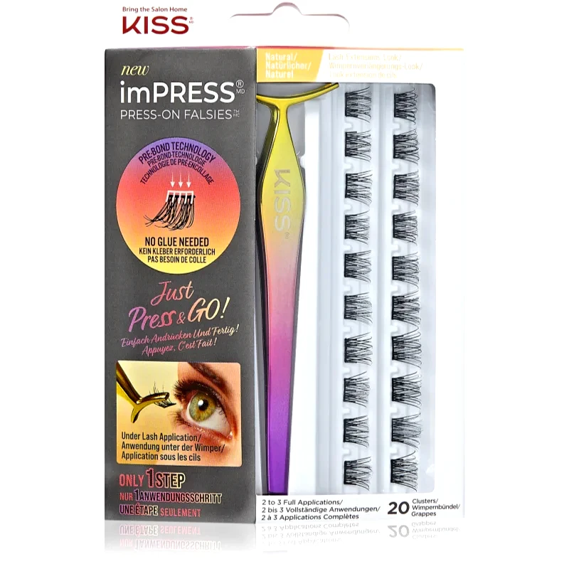 KISS KISS imPRESS Press-on Falsies αυτοκόλητες βλεφαρίδες σε τουφάκια με κόμπο 01 Natural 20 τμχ