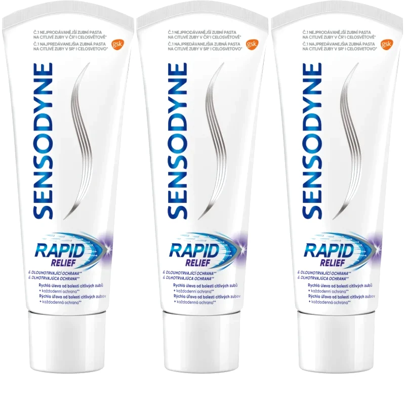 Sensodyne Sensodyne Rapid οδοντόκρεμα με φθόριο για ευαίσθητα δόντια 3x75 ml
