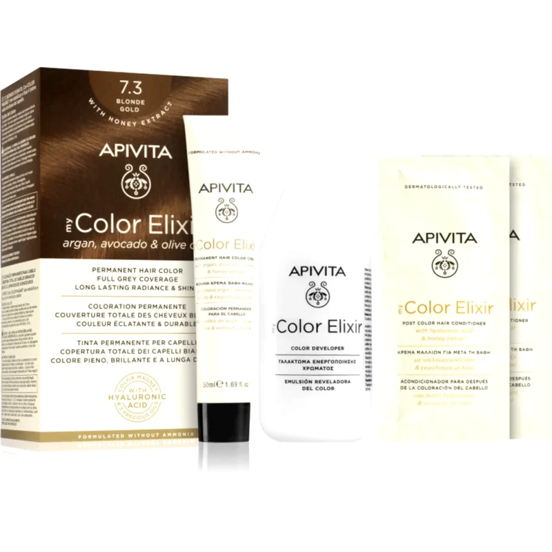 Apivita Apivita My Color Elixir βαφή μαλλιών χωρίς αμμωνία απόχρωση 7.3 Blonde Gold 1 τμχ