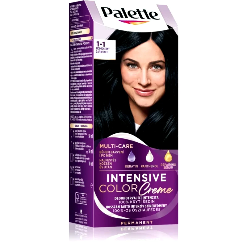 Schwarzkopf Schwarzkopf Palette Intensive Color Creme μόνιμη βαφή μαλλιών απόχρωση 1-1 C1 Blue Black 1 τμχ