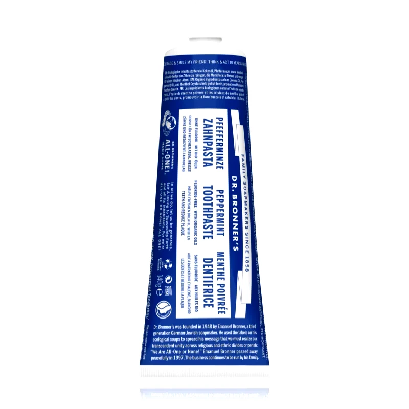 Dr. Bronner’s Dr. Bronner’s Peppermint λευκαντική οδοντόκρεμα χωρίς φθόριο 105 ml