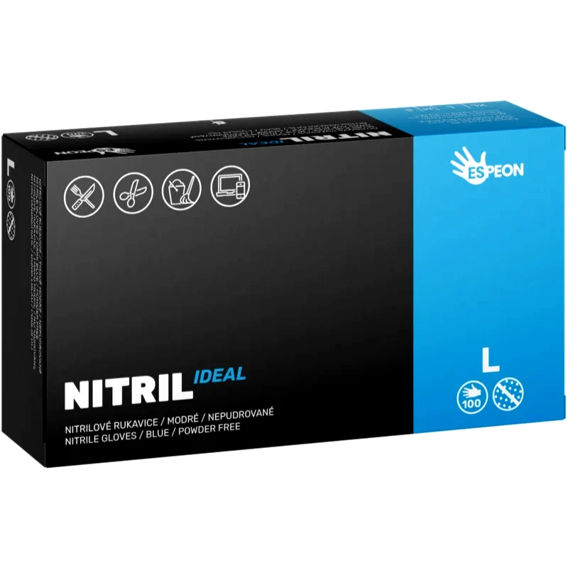 Espeon Espeon Nitril Ideal Blue γάντια νιτριλίου χωρίς πούδρα μέγεθος L 100 τμχ