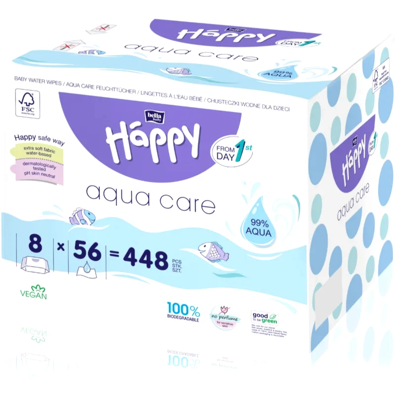 Bella Baby Happy BELLA Baby Happy Aqua care υγρά μαντηλάκια καθαρισμού για παιδιά 8x56 τμχ
