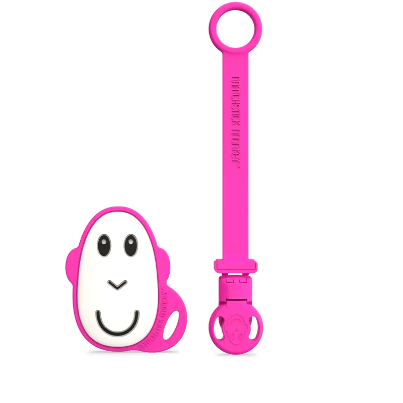 Matchstick Monkey Matchstick Monkey Flat Face Teether & Soother Clip σετ δώρου για παιδιά Pink