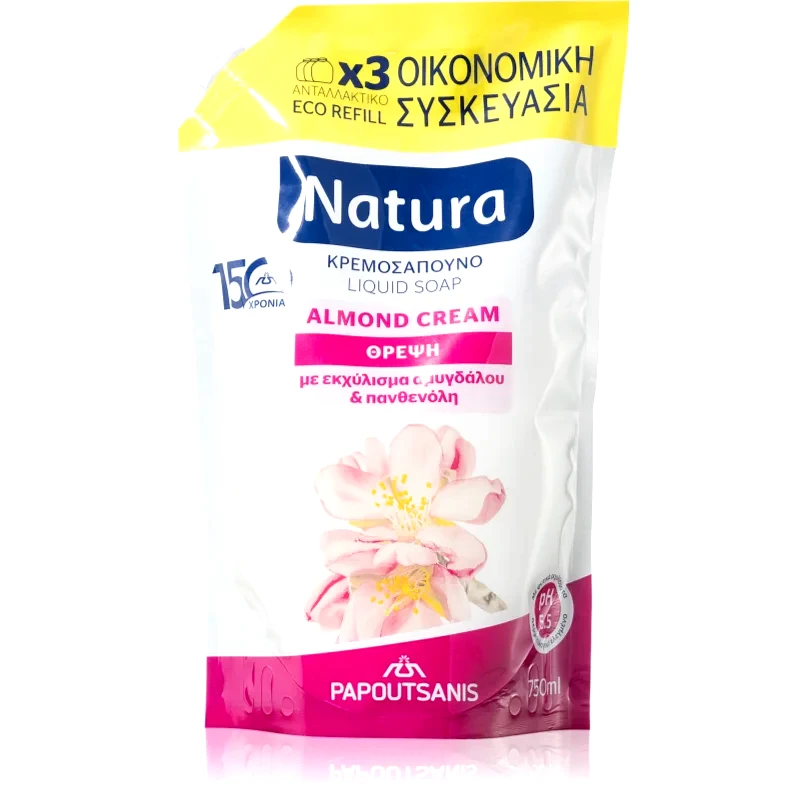 PAPOUTSANIS PAPOUTSANIS Natura Almond Cream υγρό σαπούνι ανταλλακτικό 750 ml