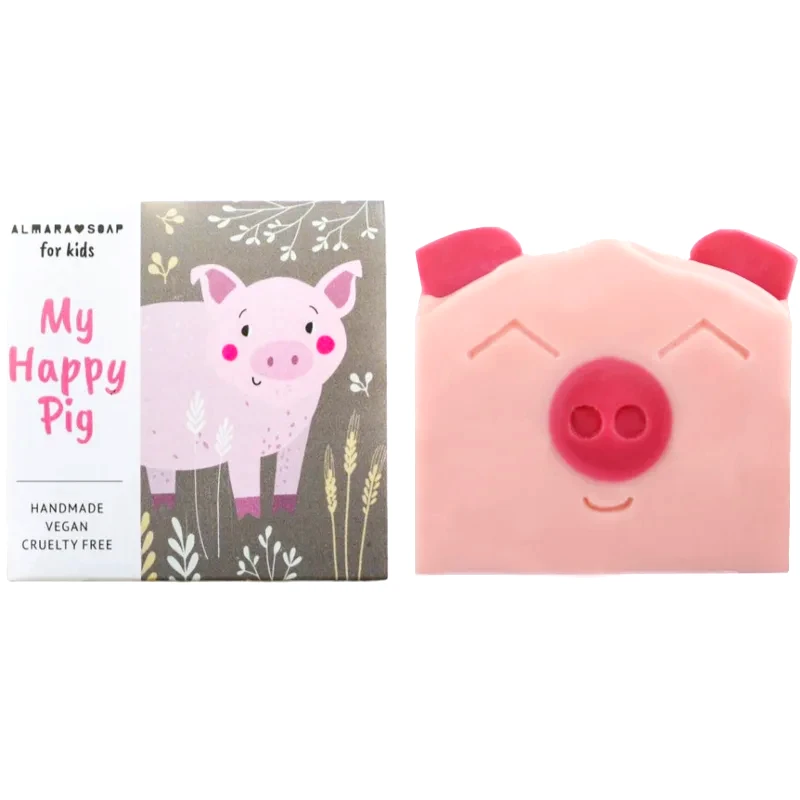 Almara Soap Almara Soap For Kids My Happy Pig χειροποίητο σαμπούνι με άρωμα αχλαδιών για παιδιά 100 γρ