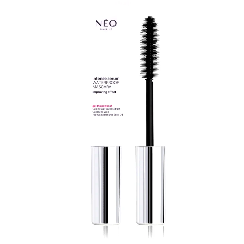 NEO MAKE UP NEO MAKE UP Intense Serum Waterproof Mascara αδιάβροχη μάσκαρα για όγκο και διαχωρισμό των βλεφαρίδων απόχρωση Black 9 ml
