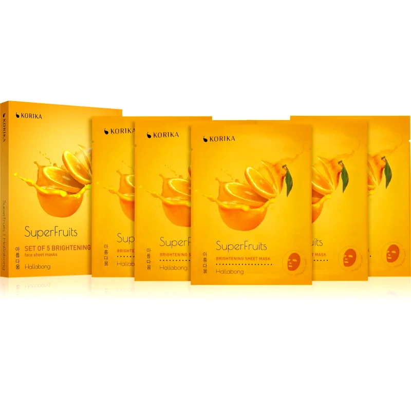 KORIKA KORIKA SuperFruits Hallabong - Set of 5 Brightening Face Sheet Masks μάσκα προσώπου σε μειωμένη τιμή για λαμπρή επιδερμίδα Hallabong