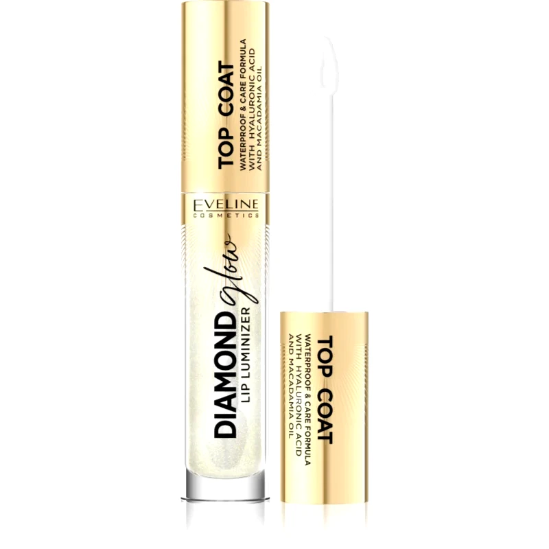 Eveline Cosmetics Eveline Cosmetics Diamond Glow αστραφτερό λιπ γκλος με υαλουρονικό οξύ απόχρωση 12 Top Coat 4.5 ml