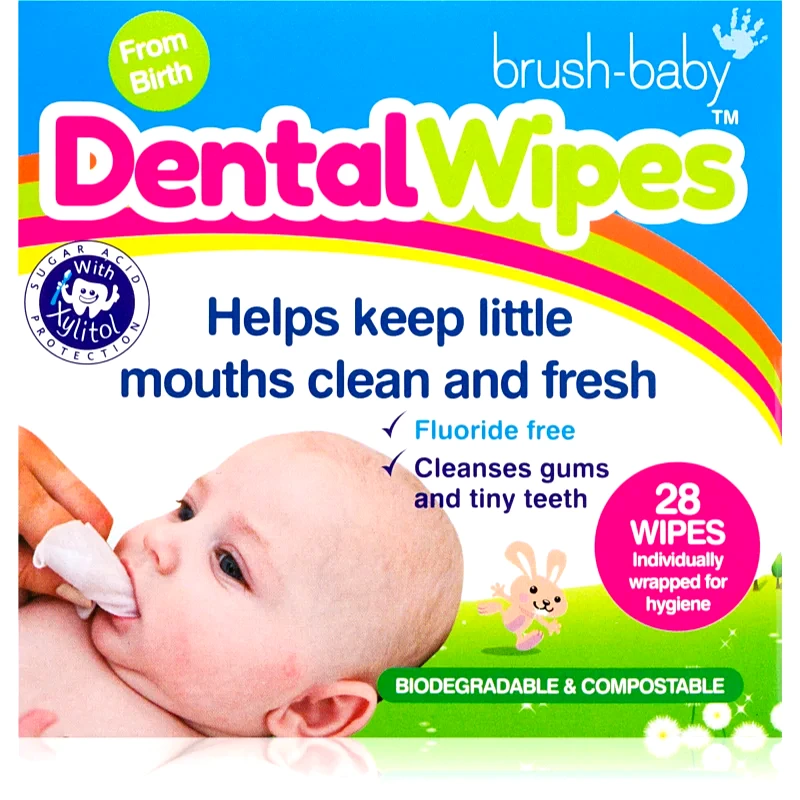Brush Baby Brush Baby DentalWipes μαντηλάκια για δόντια για παιδιά 28 τμχ