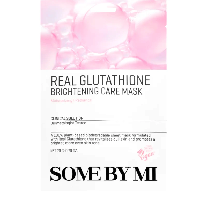 Some By Mi Some By Mi Clinical Solution Glutathione Brightening Care Mask λαμπρυντική υφασμάτινη μάσκα λάμψης για ενοποίηση τόνου της απόχρωσης δέρματος 20 γρ