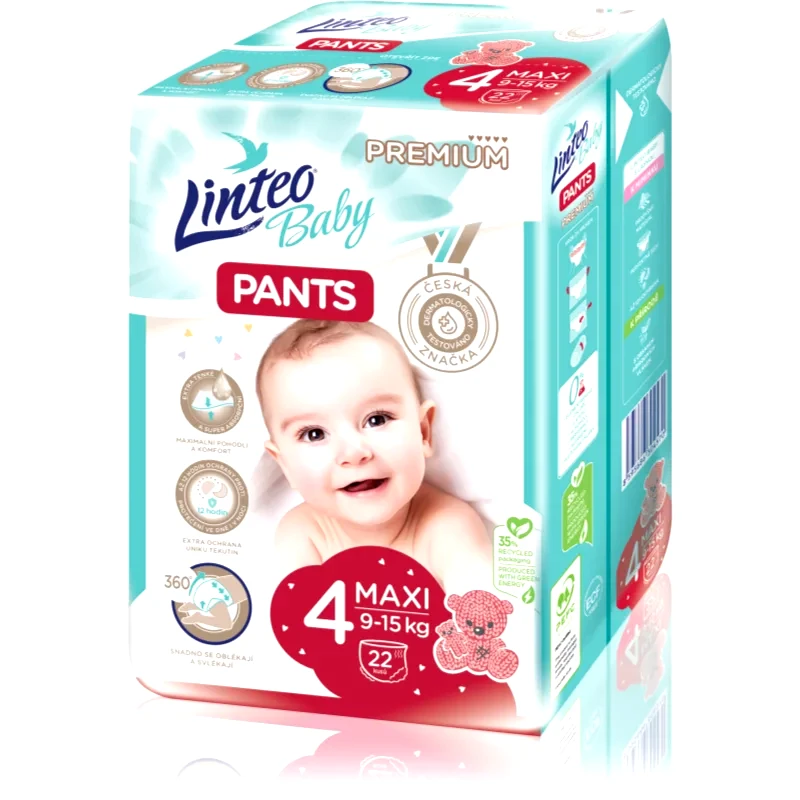 Linteo Linteo Baby Pants πάνα - βρακάκι μιας χρήσης Maxi Premium 9-15 kg 22 τμχ