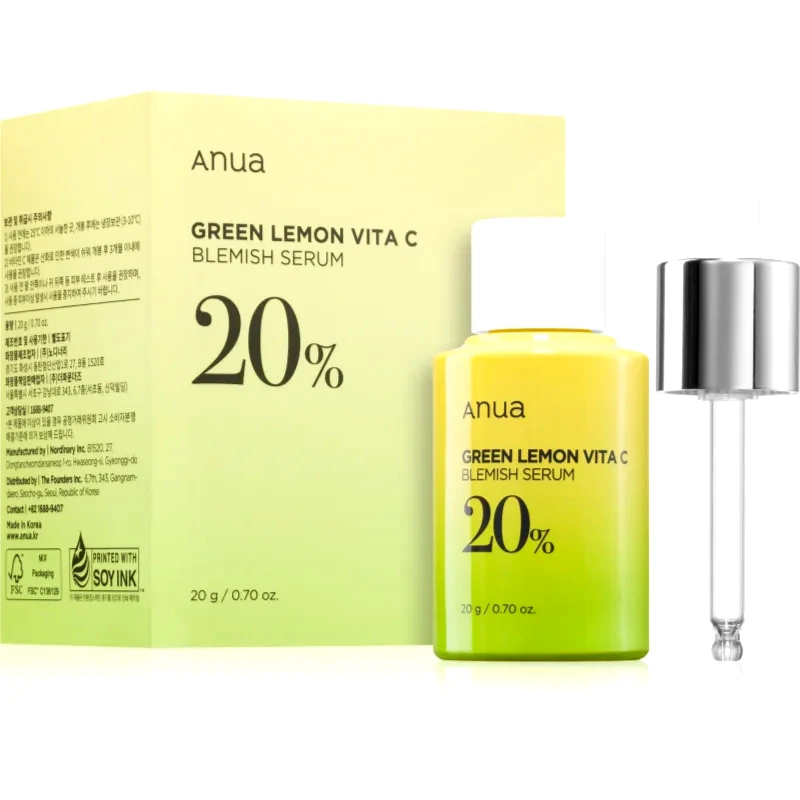 Anua Anua Green Lemon Vita C Blemish Serum λαμπρυντικός ορός με βιταμίνη C για προβληματική επιδερμίδα, ακμή 20 ml