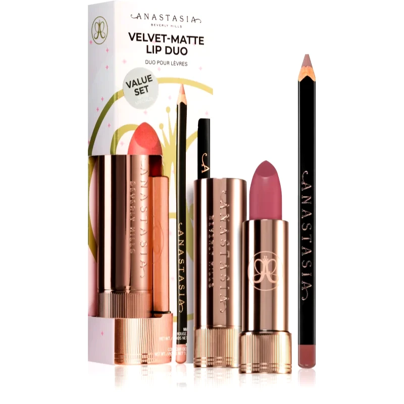 Anastasia Beverly Hills Anastasia Beverly Hills Velvet-Matte Lip Duo σετ δώρου για τα χείλη απόχρωση Muted Mauve & Hush Rose