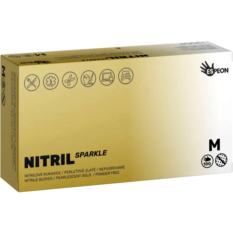 Espeon Espeon Nitril Sparkle Pearlescent Gold γάντια νιτριλίου χωρίς πούδρα μέγεθος M 2x50 τμχ