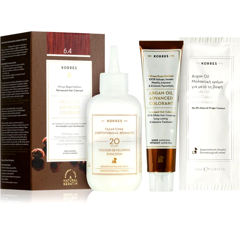 Korres Korres Argan Oil μόνιμη βαφή μαλλιών με έλαιο αργκάν απόχρωση 6.4 Copper Dark Blonde 50 ml