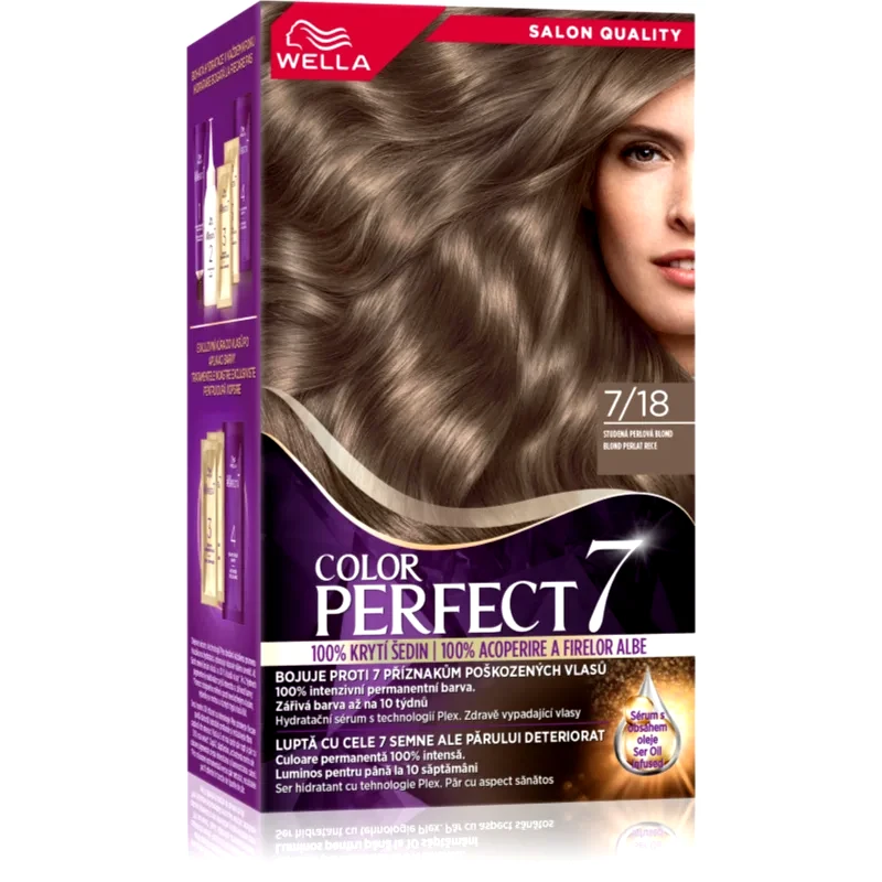 Wella Wella Color Perfect βαφή μαλλιών απόχρωση 7/18 Cool Pearl Med Blonde 1 τμχ