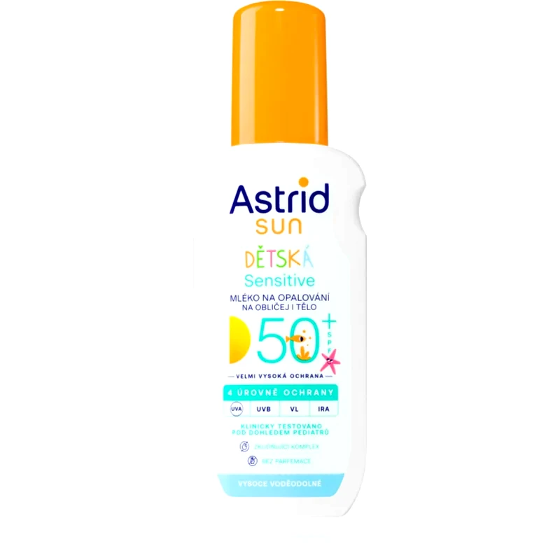 Astrid Astrid Sun Sensitive παιδικό αντηλιακό γαλάκτωμα SPF 50+ σε σπρέι 150 ml