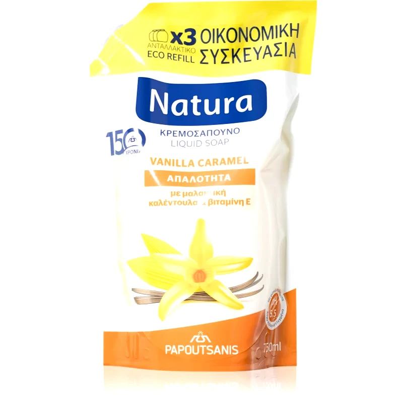 PAPOUTSANIS PAPOUTSANIS Natura Vanilla Caramel υγρό σαπούνι ανταλλακτικό 750 ml