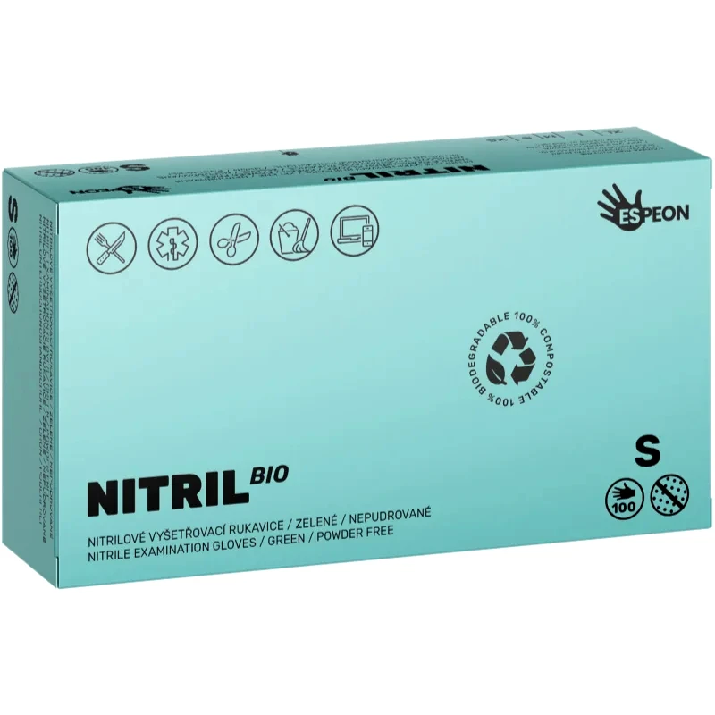 Espeon Espeon Nitril BIO Green γάντια νιτριλίου χωρίς πούδρα μέγεθος S 2x50 τμχ