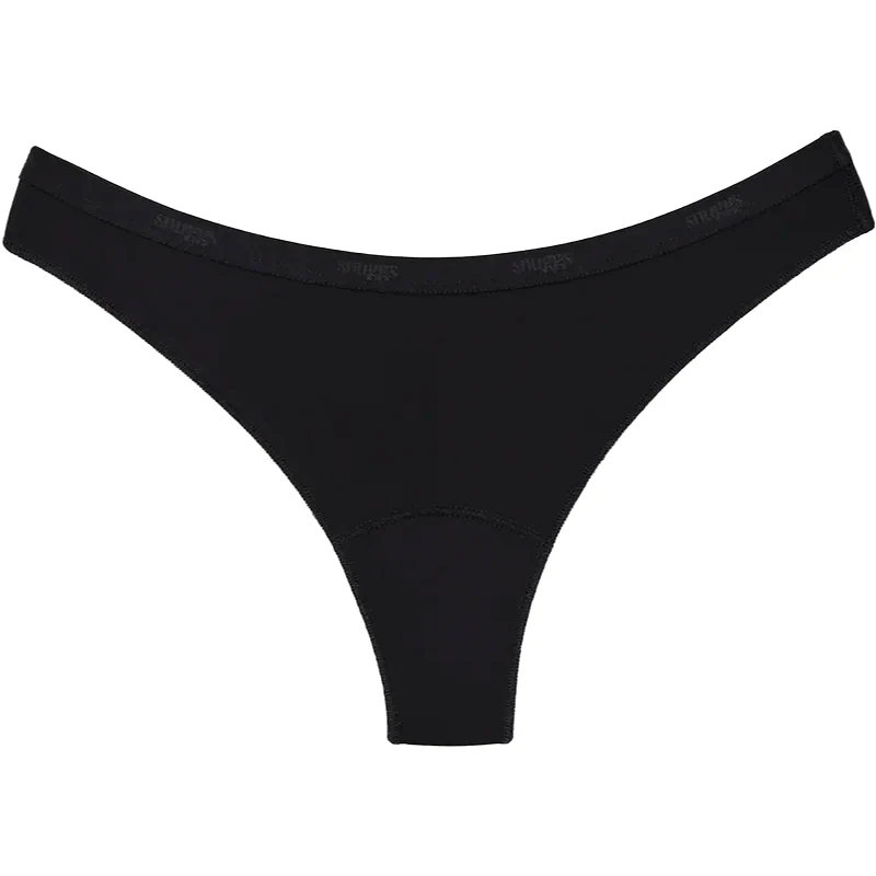Snuggs Snuggs Period Underwear Brazilian: Light Flow Black υφασμάτινα εσώρουχα περιόδου για αδύναμη έμμηνο ρύση μέγεθος M Black 1 τμχ