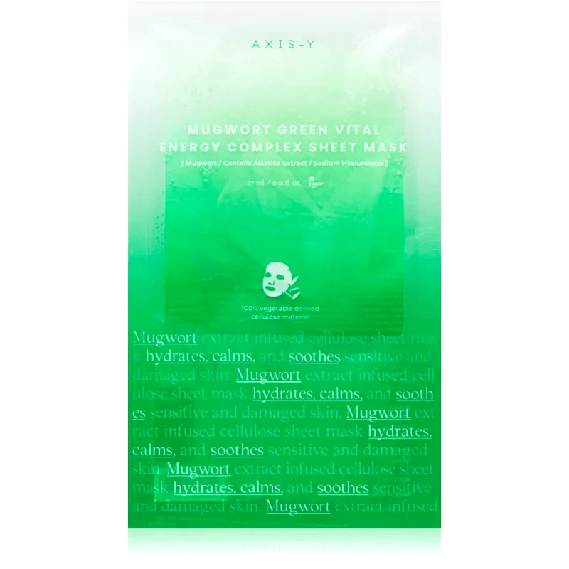 AXIS-Y AXIS-Y Mugwort Green Vital Energy Complex Sheet Mask φύλλο μάσκας με ενυδατική και καταπραϋντική επίδραση 27 ml