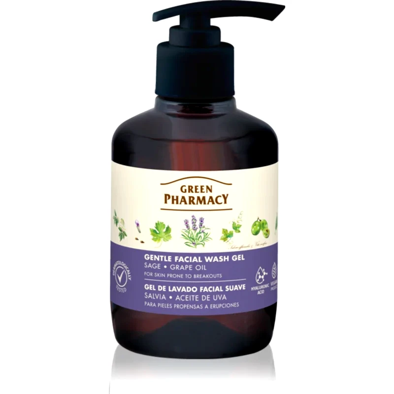 Green Pharmacy Green Pharmacy Sage & Thyme Face Wash απαλό καθαριστικό τζελ για επιδερμίδα επιρρεπείς σε ερεθισμό 270 ml