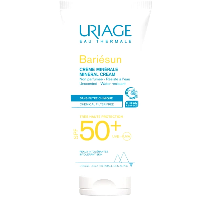 Uriage Uriage Bariésun Mineral Cream SPF 50+ μεταλλική προστατευτική κρέμα γιαι πρόσωπο και σώμα SPF 50+ αδιάβροχο 100 ml