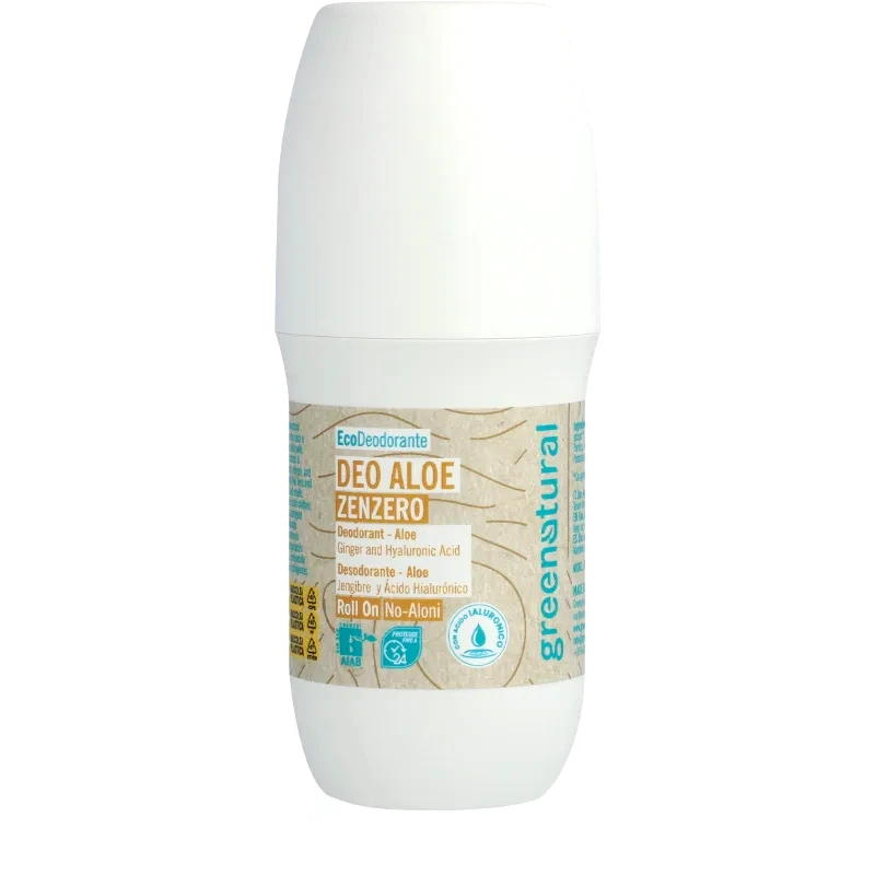 Greenatural Greenatural Deodorant Roll-On Ginger μεταλλικό αποσμητικό με υαλουρονικό οξύ 75 ml