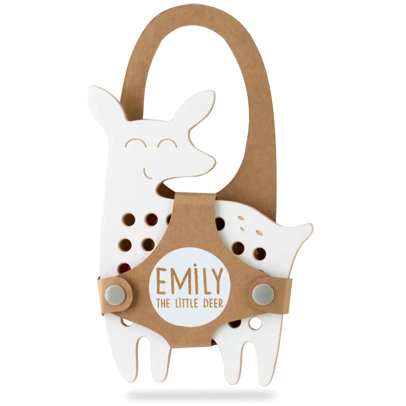 Milin Milin Big Wooden Lacing Toy Little Deer Emily παιχνίδι δραστηριοτήτων 18 cm x 13 cm x 0,7 cm 1 τμχ