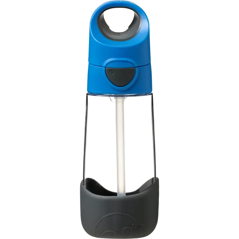 B.Box B.Box Bottle with Straw μπουκάλι με καλαμάκι Blue Gray 450 ml